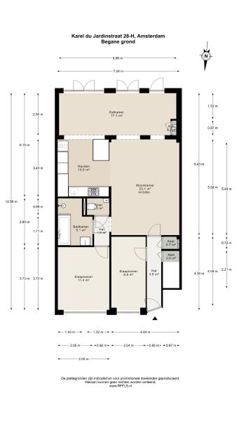 Floor Plan 1 - Karel du Jardinstraat 28 H